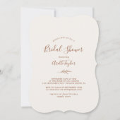 葉ミニマル板 Boho Cream Bridal Showerのご招待 招待状 (正面)