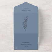 葉ミニマル板 | Boho Dusty Blue結婚の全製品 オールインワン招待状 (外側)