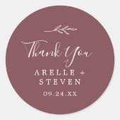 葉ミニマル板 | Burgundyお気に入りステッカー ラウンドシール (正面)