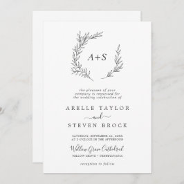 葉ミニマル板 | Dark Gray All In One 結婚's 招待状