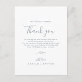 葉ミニマル板 | Dusty Blueありがとうございました披露宴カード ポストカード (正面)