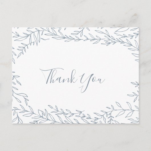 葉ミニマル板 | Dusty Blueありがとうはがき ポストカード (正面)