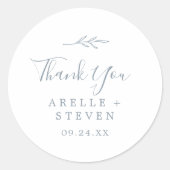 葉ミニマル板 | Dusty Blueお願いステッカー ラウンドシール (正面)