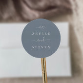 葉ミニマル板 | Dusty Blueの結婚封筒用シール ラウンドシール