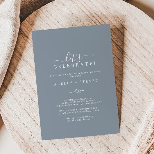 葉ミニマル板 | Dusty Blue 祝 Let's 招待状
