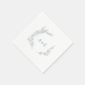 葉ミニマル板 | Dusty Blue Monogram 結婚's スタンダードカクテルナプキン (角)