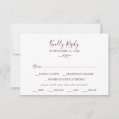 葉ミニマル板 | Eggplantメニュー選択RSVPカード 出欠カード (正面)