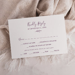 葉ミニマル板 | Eggplantメニュー選択RSVPカード 出欠カード