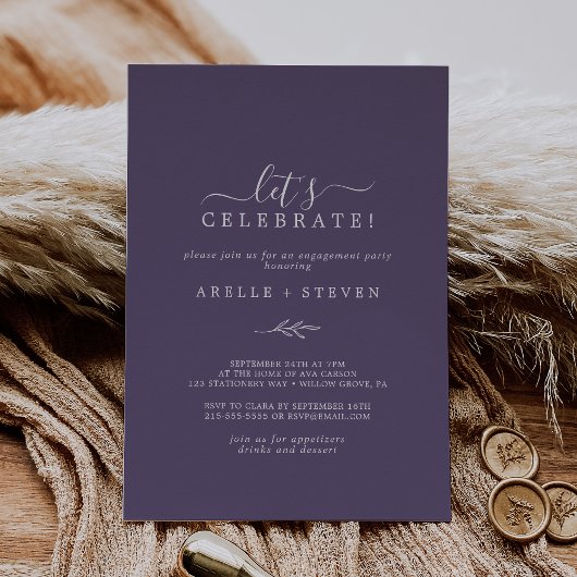 葉ミニマル板 | Plum Purple 祝 Let's  招待状