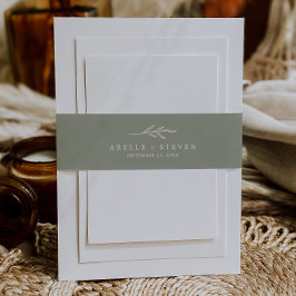 葉ミニマル板 | Sage Green 結婚's 招待状ベリーバンド