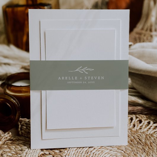 葉ミニマル板 | Sage Green 結婚's 招待状ベリーバンド