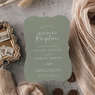 葉ミニマル板   Sage Green Wedding Reception 招待状