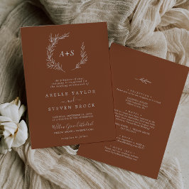 葉ミニマル板 | Terracottaすべて結婚の 招待状