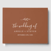 葉ミニマル板 | Terracottaモノグラムバック結婚ズ ゲストブック (正面)