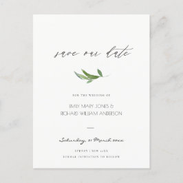 葉ミニマル樹緑の水の色は日付以外 案内ポストカード