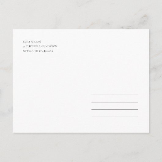 葉ミニマル樹緑の水の色は日付以外 案内ポストカード (裏面)