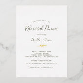 葉ミニマル箔 |オリーブグリーンリハーサルディナー 箔招待状 (正面)