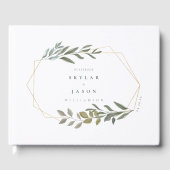 葉ミニマル緑と金ゴールド幾何学的テラリウム ゲストブック (正面)