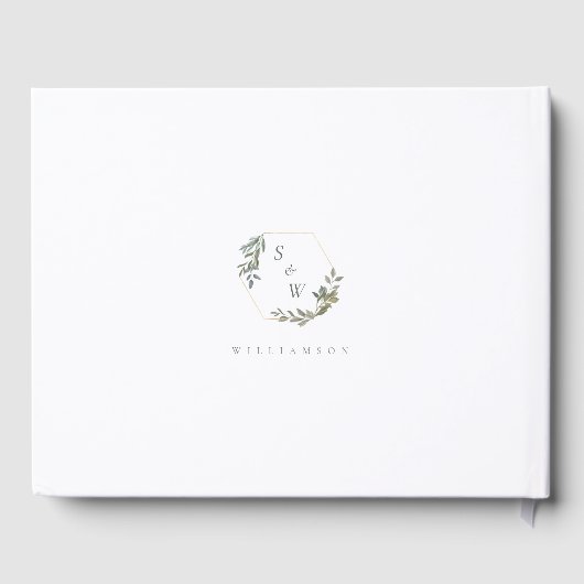 葉ミニマル緑と金ゴールド幾何学的テラリウム ゲストブック (裏面)