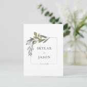 葉ミニマル緑と金ゴールド幾何学的テラリウム ポストカード (スタンド正面)