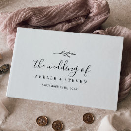 葉ミニマル黒と白のモノグラムバック結婚ズ ゲストブック