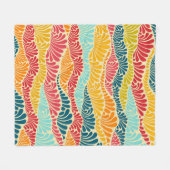 葉モザイク フリースブランケット (正面(横))