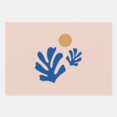 葉モダンとSunの切り出し形が青 ラッピングペーパーシート (正面2)