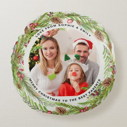 葉モダンのシックなユエレガントーカリ ラウンドクッション (正面)