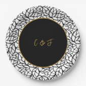 葉モダンの結婚テーマ ペーパープレート (正面)