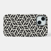 葉モダンスタイリッシュ模様 iPhone 15ケース (裏面横)