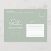 葉モダンリースメリークリスマススクリプトホリ シーズンポストカード (裏面)