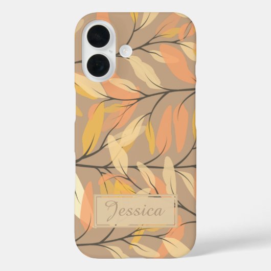 葉モダン枝秋柄パーソナライズされた Case-Mate iPhoneケース (裏面)