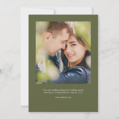 葉モダン枠オリーブ緑の結婚写真 招待状 (裏面)