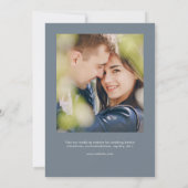 葉モダン枠石板グレーフォト結婚ズ 招待状 (裏面)