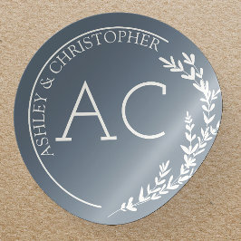 葉モダン枠石板グレ結婚ー ラウンドシール