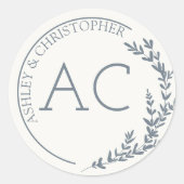 葉モダン枠石板グレ結婚ー ラウンドシール (正面)