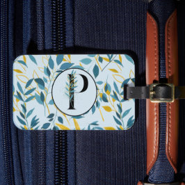 葉モダン海軍金ゴールド「Letter P」 ラゲッジタグ