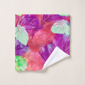 葉モダン状デザイン模様 バスタオルセット (ウォッシュタオル)