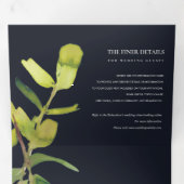 葉モダン状動物緑の黒い水の色結婚の 三つ折り招待状 (内部最初)