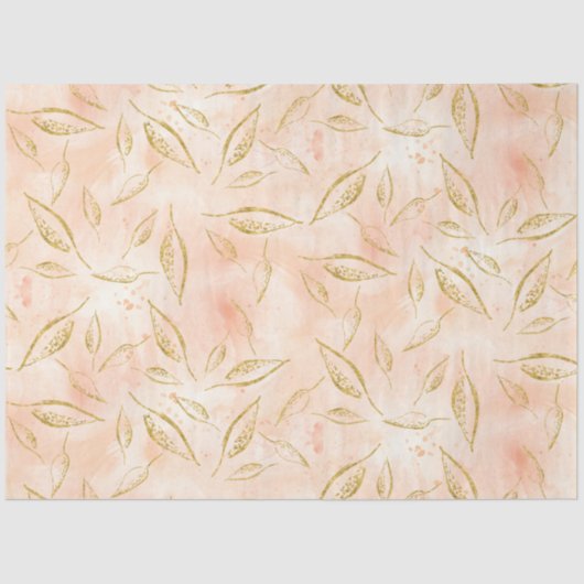 葉モダン緑金ゴールド黄金色の水色 薄葉紙 (正面)