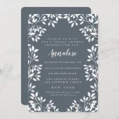 葉モダン縁どブライダルシャワー招待状 招待状 (正面/裏面)