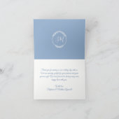 葉モダン色ほこりっぽい青い結婚葉 サンキューカード (内部)