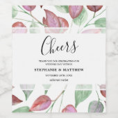 葉モダン色バーガン葉ディ結婚ズ ワインラベル (シングルラベル)