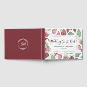 葉モダン色バーグンディ色彩の鮮やか結婚ズ ゲストブック (全面)