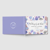 葉モダン色紫色彩の鮮やか結婚色 ゲストブック (全面)