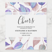 葉モダン色紫離れ色結婚の ワインラベル (シングルラベル)