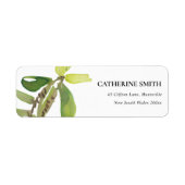 葉モダン葉の緑の水の色のアドレス ラベル (正面)