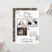 葉モダン部3フォトコラージュクリスマス カード (正面/裏面インサイチュ)