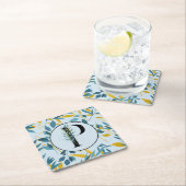 葉モダン金ゴールド「Letter P」 スクエアペーパーコースター (インサイチュ)