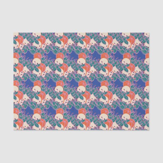 葉モダン、芽および花柄ティッシュペーパー 薄葉紙 (正面)